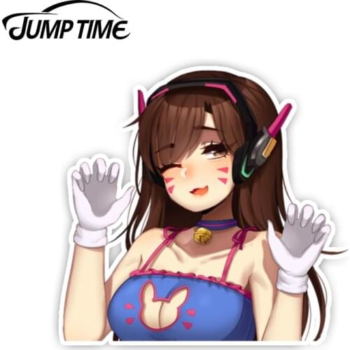 Jump Time 13cm x 12.3cm D.Va Hana Song Render PEEK BIG HEAD Anime Decal Vinyl Sticker Car Truck Window Waifu Stickers Car Covers