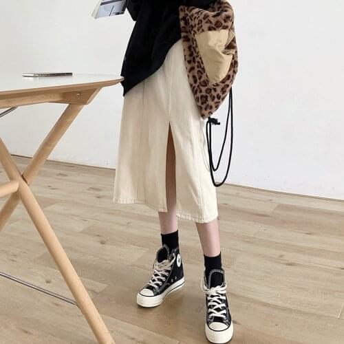 GUUZYUVIZ High Waist Denim Skirt Women Casual Harajuku Jean Skirts For Ladies Blue Grey Apricot Skirts Womens