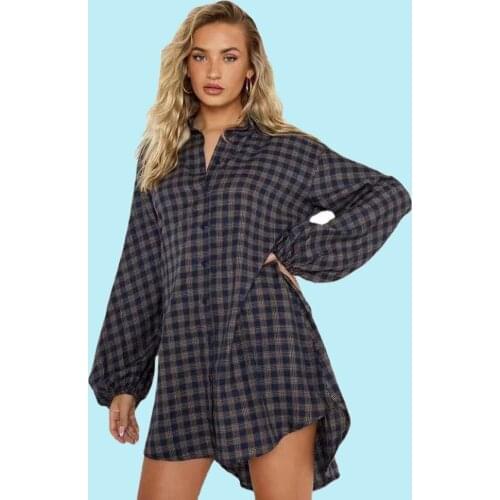 Autumn Oversized Women Long Sleeve Cotton Plaids Shirts Female Vintage Lantern Loose Casual All-match Blouse Mujer Streetwear