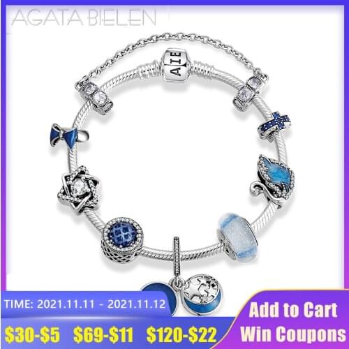 925 Sterling Silver Blue series Night starry sky Charm Finished product Bracelets for Women Fashion Jewelry 2021