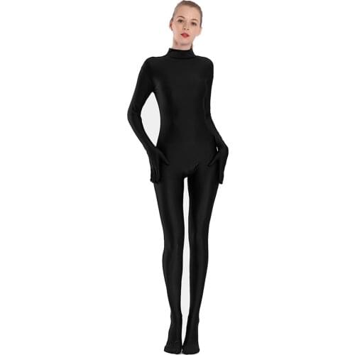 AOYLISEY Black Spandex Zentai Full Body Skin Tight Jumpsuit Unisex Zentai Suit Bodysuit Costume for Women Unitard Dance wear