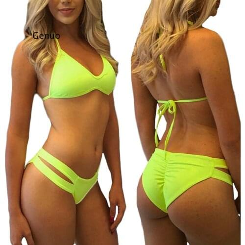 Plus Size Women Swimsuit 3xl Sexy Bandage Bikini Brazilian Solid Hot Summer Beachwear Two Piece Suits Swimwear Women Biquini