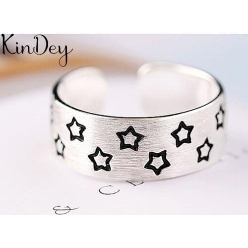 Simple Style Silver Color Star Rings for Women Men Jewelry Big Open Rings bague femme