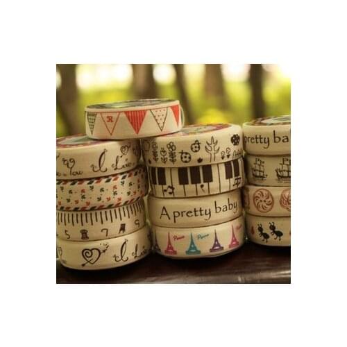 1pcs/Lot NEW Vintage Note Tower series Cotton cloth tape width Printed DIY Multifunction Decoration Adhesive Tape