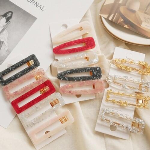 1pc Hollow Hair Clip Leopard Marble Textured Geometric Water Drop Duckbill Barrette Hair Accessories for Girls Women