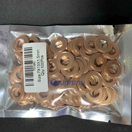 100pcs 7x15mm diesel pump repair tool parts EURO-III common rail injector nozzle copper pad gasket for diesel injector sealing