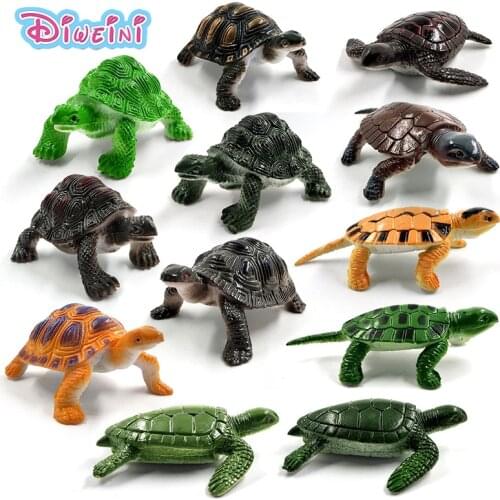 12pcs Simulation Sea turtle Tortoise Reptile animal model Lifelike action figure home decor Gift For Kids toys children boys gir