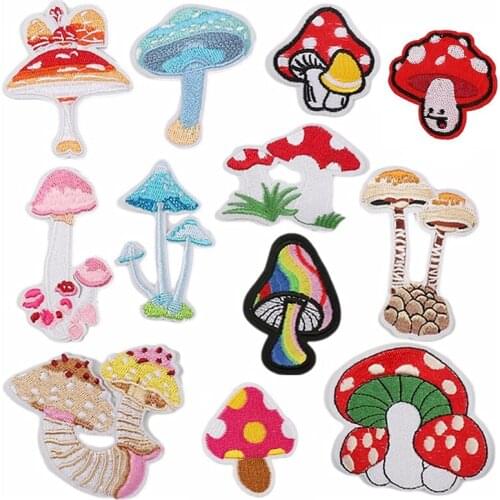 12Pcs Mushroom Patches Iron on for Clothing Pants Shoes Curtain, DIY Mushroom Embroidery Patch Sewing Craft Decoration