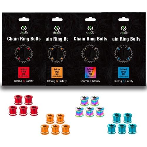 CHOOEE Bicycle Chainring Bolts, Stainless Steel Single & Double MTB Road Bike Chain Wheel Bolt, 5pcs