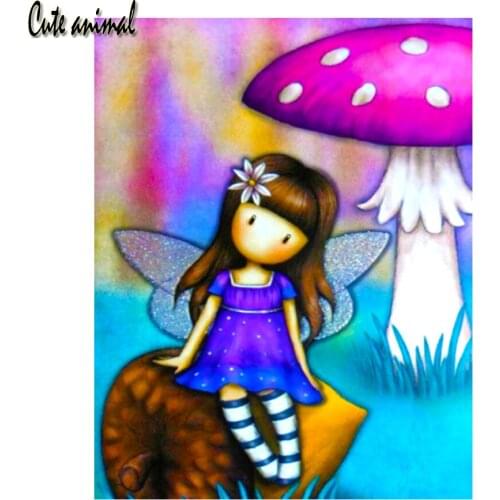 5D Diamond Painting DIY Full Square Drill Cartoon Girl Fairy Rhinestone Mosaic Embroidery Children Room Wall Decoration Gift