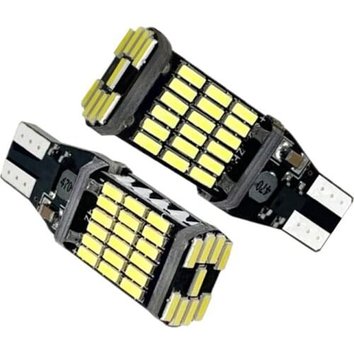 2Pcs High Power Auto Bulb DC 12V Car Reverse White Back Red Light T15 W16W 45smd 4014 Turn Signal Lamp LED Canbus