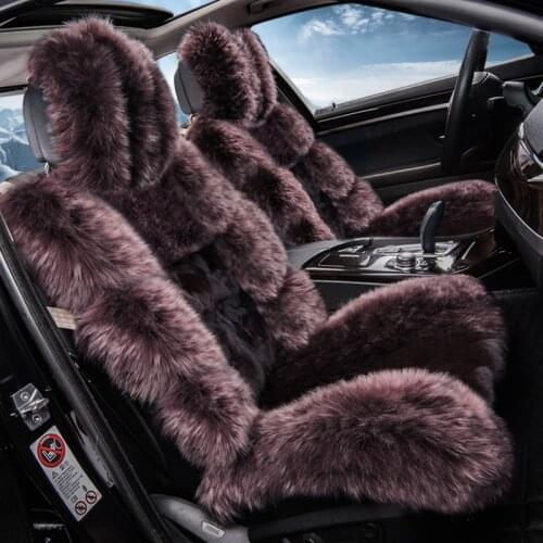 Fashion pure long sheep fur car seat cover cushion 5 seats covers for 1 set full wool cover car seat cover comfortable simple