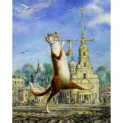 GATYZTORY Zero Basis DIY Painting By Numbers HandPainted Oil Painting Cartoon Cat Picture Colouring Home Decor Handmade Gift