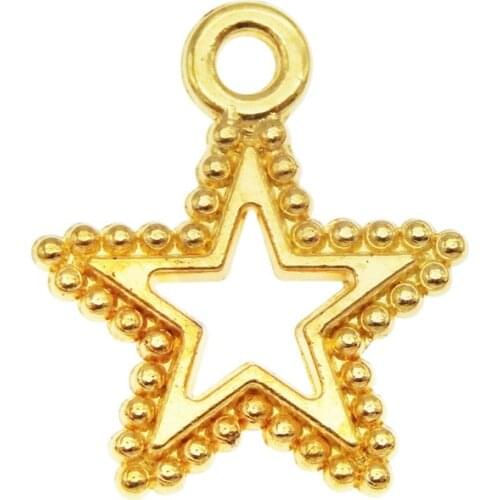 Julie Wang 20PCS Small Star Charms Gold Color Hollow Pentagram Pendant Bracelet Alloy Jewelry Making Accessory 17*15mm