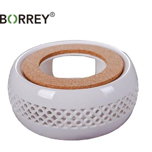 BORREY Ceramic Tea Warmer Base Warming Tea Stand Teapot Base Holder Insulation Tea Coffee Warmer Holder Candle Heating Base
