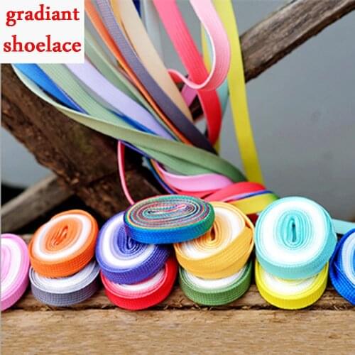 1PAIR Fashion Candy Color Gradient Off White Shoe Laces Daily Party Camping Shoelaces Canvas Strings Flat Laces Sneaker