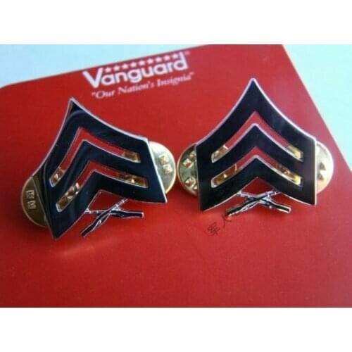Pair Of US Usmc Marine Corps Sergeant Insignia Rank Badge Pin Silver Military armyshop2008