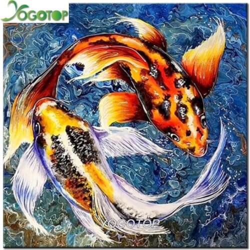 Diy Diamond Painting Animals Full Drill Beaded 5D Diamond embroidery Mosaic Koi Fish Cross Stitch Kit Home Decoration YY1552