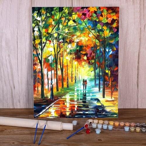 Oil Painting Style Park DIY Painting By Numbers Complete Kit Acrylic Paints 50*70 Paiting By Numbers Home Decor Handiwork