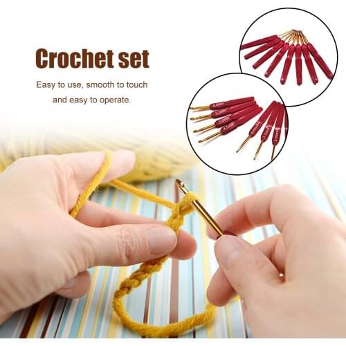 8pcs/set Sweater Sewing Tool Set Hand DIY Needles Plastic Handle Aluminum Crochet Hooks Knitting Yarn Tools Sets Craft Accessory