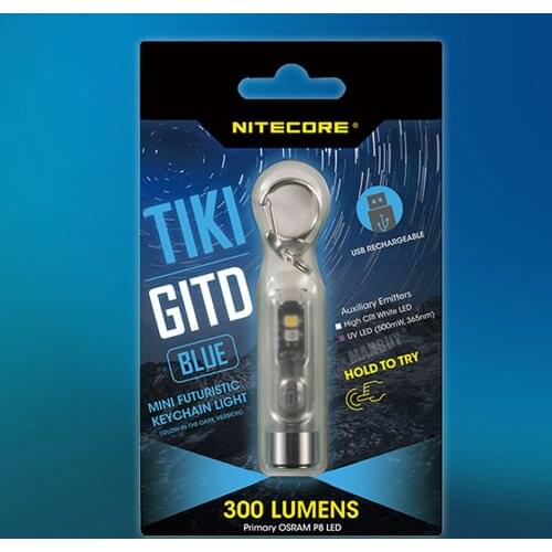 Nitecore TIKI LE 3 Colors Light Rechargeable LED Keylight P8 300 Lumens LED Built-in Li-ion Battery Pack Mini Poket Flashlight