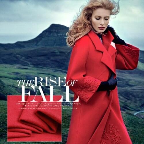 150CM Wide 520G/M 75% Wool 25% Viscose Thick Red Solid Color Autumn and Winter Overcoat Jacket FabricEE01