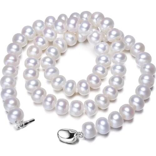 White Natural Freshwater Pearl Necklace For Women Gift 8-9mm Necklace Beads Jewelry 45cm Length Necklaces Fashion Jewelry SPEZ