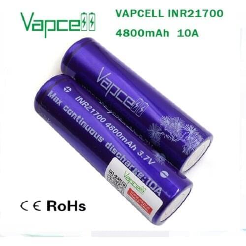 VapCell 21700 4800mah 10A rewrap 48G high Capacity 3.7V li lon Rechargeable batteries 1 dollar coupon free shipping