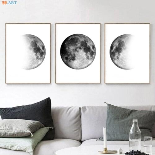 Modern Art Moon Posters and Prints Canvas Painting Vintage Poster Wall Art Wall Pictures Bedroom Scandinavian Home Decor