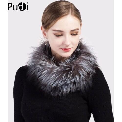 Pudi SF717 Winter Girls' Real Fox Fur Scarf Brand New Womens Rex Rabbit Fur Scarf Scarves Muffler Neckerchief