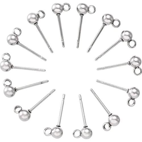 20pcs Stainless Steel Pin Findings Ball Head Stud Earring Basic Pins Stoppers Connector For DIY Jewelry Making Supplies 4/5/6mm