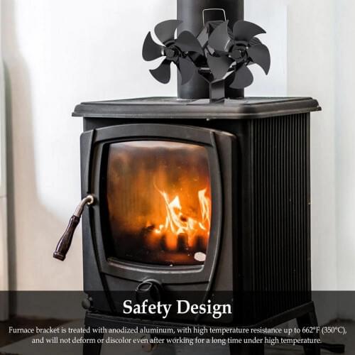 Heat Powered Stove Fan Log Wood Burner Double Head Quiet 5 Blades Eco Home Supplies Tools Accessories