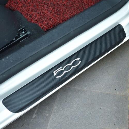 For Fiat 500 Carbon Fiber Vinyl Sticker Car Door Sill Protector Scuff Plate Car Accessories Car Styling