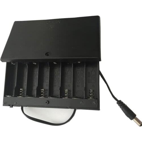 12V 8X1.5V waterproof battery holder 8XAA battery box with Dia.5.5X2.1mm DC connector ON/OFF switch 8AA battery box