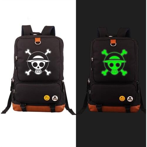 High Quality Anime One Piece Luffy Chopper Skull Luminous Printing Canvas Travel Bag school bags for teenagers Mochila Feminina