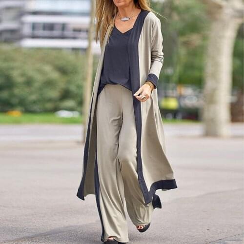 2021 INS Ladies Casual Fashion Ladies Street Sexy Temperamental Commuting Comfort Wide Leg Pants Three-Piece Set