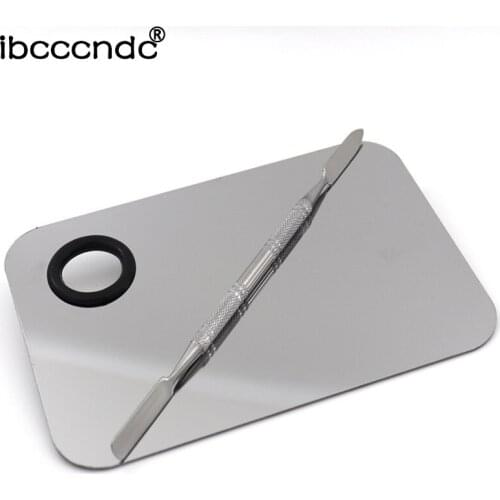1 piece 15x10cm Manicure Tool Mixing Color Palette with a brush Stainless Stell Plate for Makeup Cream Foundation Cosmetic
