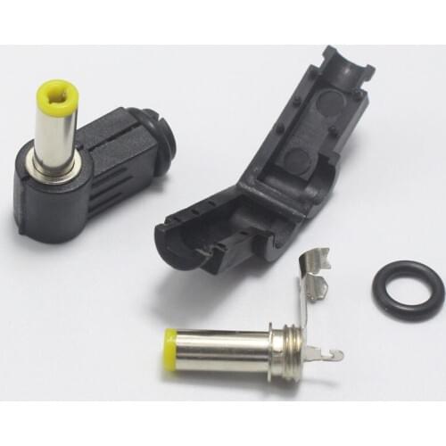 100pcs 5.5*2.1 / 5.5*2.5mm Male DC Power jack Plug Connector Right Angle Welding Electrical Plugs Audio DIY Parts Yellow Head