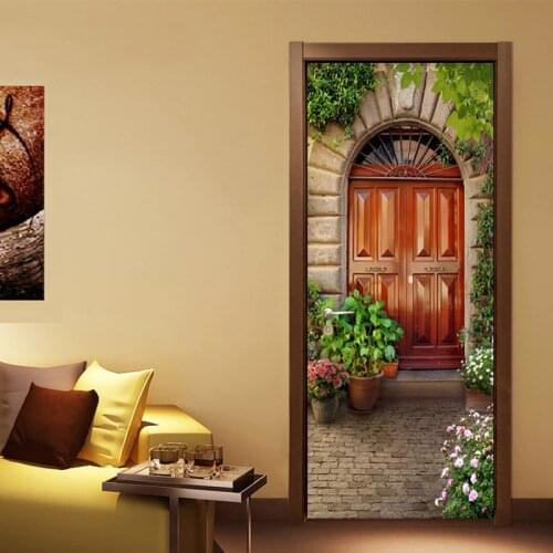 3D Landscape Door Sticker Living Room Restaurant Mural Wallpaper PVC Self-Adhesive Waterproof Wall Sticker Home Decor Wallpapers