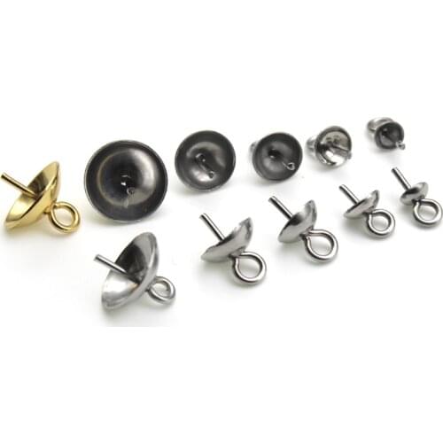 50pcs 3 4 6 8 mm Stainless Steel Charms Eye Pins Beads End Caps Top Drilled Pendant Bails Findings Connectors For Jewelry Making