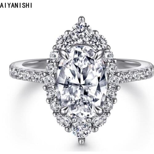 AIYANISHI 925 Sterling Silver 2.5CT Halo Rings for Women Bridal Engagement Wedding Silver Rings Anniversary Promise Ring Jewelry