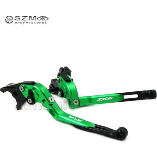 For KAWASAKI ZX-6 ZX6 ZX 6 1990-1999 Aluminum Motorcycle Folding Extendable Adjustable Brakes Clutch Levers With Logo