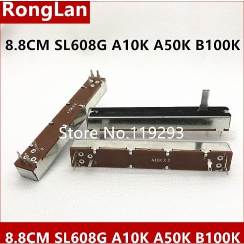 [BELLA] SL608G SL-608G A10K 8.8CM A10KX2 B100KX2 Slide fader double 88MM mixer fader potentiometer handle 15MMC--10PCS/LOT