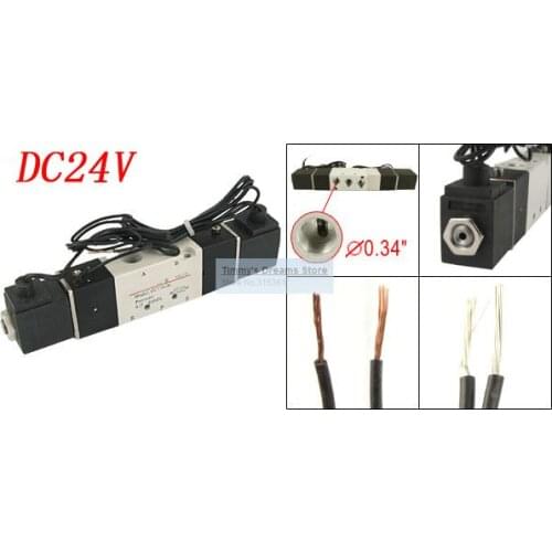 Free Shipping High Quality 1/8'' DC 24V Double Postion 5 Way Air Solenoid Valve 4V120-06 Dual Coils
