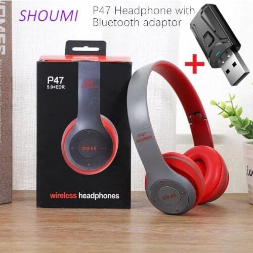 New Wireless Headsets Helmet Foldable Stereo Bluetooth Headphones USB Bluetooth 5.0 Adaptor with Mic For TV Gaming Kid Girl Gift