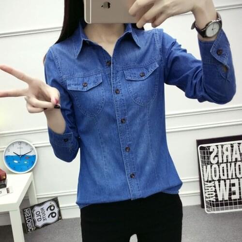 Blouse Women Shirt 2021 Spring Autumn Denim Womens Long Sleeve Shirt Coat Blusas Ropa De Mujer