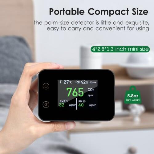 KKmoon 2.8-inch LCD Digital Carbon Dioxide Detector C02 Tester Air Quality Analyzer PM2.5 PM10 Temperature Humidity Meter