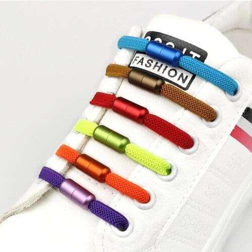 New Colorful Aluminum Metal Lock Shoelaces For Kids and Adult Sneakers Shoelace Quick Lazy Laces