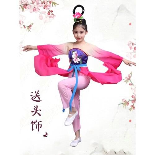 Childrens classical dance costumes girls Chinese style dance clothes girls Yangko dance national fan dance clothes