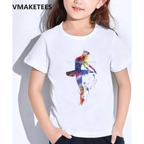 Kids Summer Short Sleeve Girls T shirts I Love Ballet Dancing Girl Print Childrens T-shirt Casual Funny Baby Clothes,HKP5191